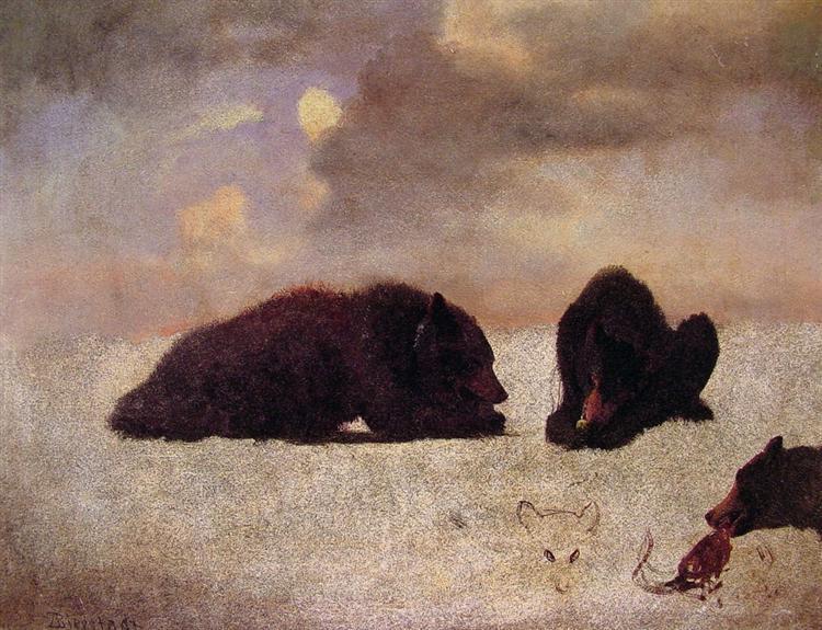 Albert Bierstadt Painting Grizzly Bears - Click Image to Close